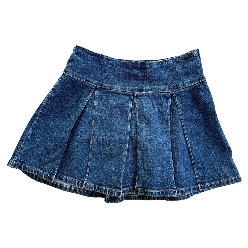 target art class girls XL 14 pleated dark wash denim skirt
